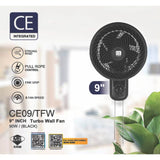 CE09/TFW Turbo Wall Fan 9" 90W AC Motor Black